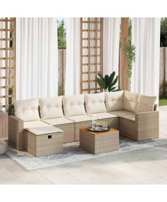 vidaXL 8-cz. zestaw mebli ogrodowych z poduszkami, beżowy, polirattan Dārza mēbeļu komplekti