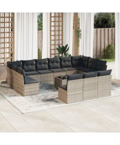 vidaXL vidaXL 14-cz. zestaw mebli ogrodowych, z poduszkami, jasnoszary Dārza mēbeļu komplekti