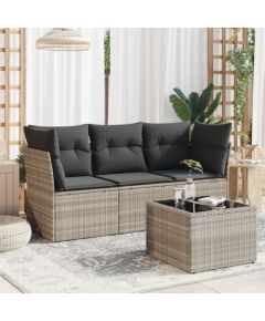 vidaXL vidaXL 4-cz. zestaw wypoczynkowy do ogrodu, poduszki, jasnoszary Dārza mēbeļu komplekti