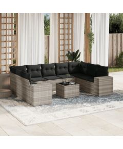 vidaXL vidaXL 10-cz. zestaw wypoczynkowy do ogrodu, z poduszkami, jasnoszary Dārza mēbeļu komplekti