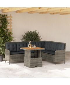 vidaXL vidaXL 2-częściowa sofa ogrodowa z poduszkami, szara, polirattan Dārza mēbeļu komplekti