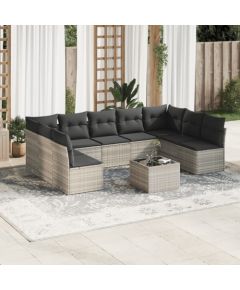 vidaXL vidaXL 10-cz. zestaw wypoczynkowy do ogrodu, z poduszkami, jasnoszary Dārza mēbeļu komplekti