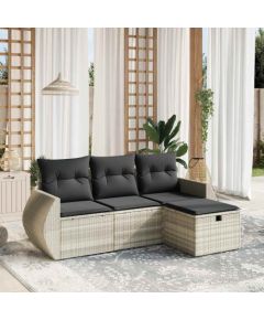 vidaXL vidaXL 4-cz. zestaw wypoczynkowy do ogrodu, poduszki, jasnoszary Dārza mēbeļu komplekti