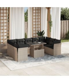 vidaXL vidaXL 10-cz. zestaw wypoczynkowy do ogrodu, z poduszkami, jasnoszary Dārza mēbeļu komplekti