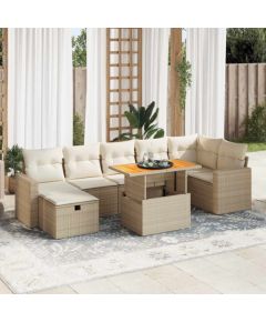 vidaXL 5-cz. zestaw mebli z poduszkami, beżowy, rattan PE i akacja Dārza mēbeļu komplekti