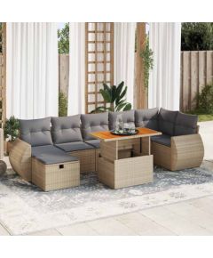 vidaXL 5-cz. zestaw mebli z poduszkami, beżowy, rattan PE i akacja Dārza mēbeļu komplekti