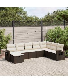 vidaXL 8-cz. zestaw wypoczynkowy do ogrodu, z poduszkami, brązowy Dārza mēbeļu komplekti