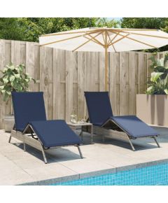 vidaXL vidaXL Leżaki ze stolikiem, 2 szt., szare, polirattan Шезлонги и пляжные стулья