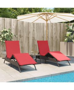 vidaXL vidaXL Leżaki ze stolikiem, 2 szt., brązowe, polirattan Шезлонги и пляжные стулья