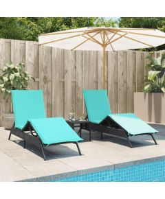 vidaXL vidaXL Leżaki ze stolikiem, 2 szt., czarne, polirattan Шезлонги и пляжные стулья