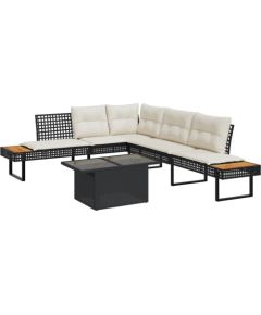 vidaXL vidaXL 2-cz. zestaw ogrodowy, z poduszkami, czarny, polirattan i szkło Dārza mēbeļu komplekti