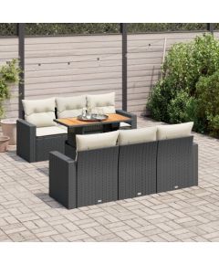 vidaXL 7-cz. zestaw wypoczynkowy do ogrodu, z poduszkami, czarny Dārza mēbeļu komplekti