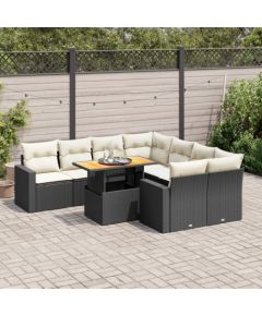 vidaXL 9-cz. zestaw wypoczynkowy do ogrodu, z poduszkami, czarny Dārza mēbeļu komplekti