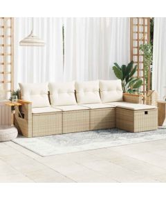 vidaXL vidaXL 5-cz. zestaw mebli ogrodowych z poduszkami, beżowy, polirattan Dārza mēbeļu komplekti