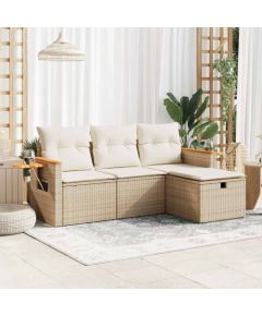 vidaXL vidaXL 4-cz. zestaw mebli ogrodowych z poduszkami, beżowy, polirattan Dārza mēbeļu komplekti