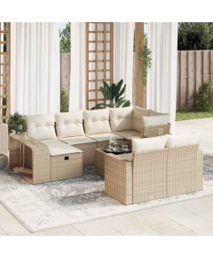 vidaXL vidaXL 11-cz. zestaw mebli ogrodowych z poduszkami, beżowy, polirattan Dārza mēbeļu komplekti