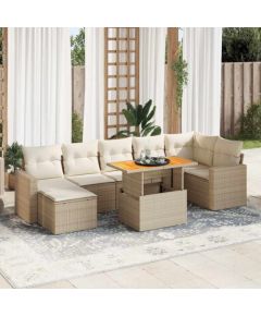 vidaXL vidaXL 8-cz. zestaw mebli ogrodowych z poduszkami, beżowy, polirattan Dārza mēbeļu komplekti