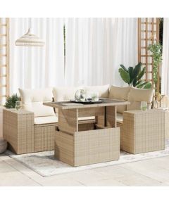 vidaXL vidaXL 5-cz. zestaw mebli ogrodowych z poduszkami, beżowy, polirattan Dārza mēbeļu komplekti