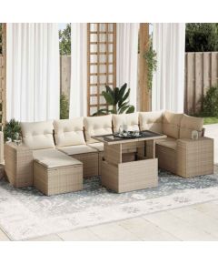 vidaXL vidaXL 8-cz. zestaw mebli ogrodowych z poduszkami, beżowy, polirattan Dārza mēbeļu komplekti