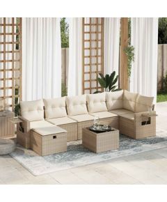 vidaXL vidaXL 8-cz. zestaw mebli ogrodowych z poduszkami, beżowy, polirattan Dārza mēbeļu komplekti