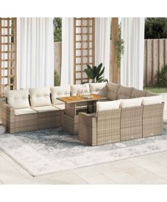 vidaXL vidaXL 11-cz. zestaw mebli ogrodowych z poduszkami, beżowy, polirattan Dārza mēbeļu komplekti