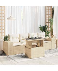 vidaXL vidaXL 5-cz. zestaw mebli ogrodowych z poduszkami, beżowy, polirattan Dārza mēbeļu komplekti