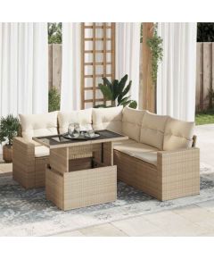 vidaXL vidaXL 6-cz. zestaw mebli ogrodowych z poduszkami, beżowy, polirattan Dārza mēbeļu komplekti