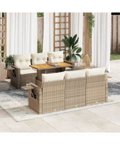 vidaXL vidaXL 7-cz. zestaw wypoczynkowy do ogrodu, z poduszkami, beżowy Dārza mēbeļu komplekti