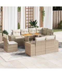 vidaXL vidaXL 9-cz. zestaw mebli ogrodowych z poduszkami, beżowy, polirattan Dārza mēbeļu komplekti