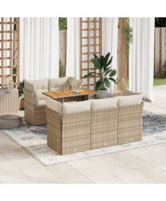 vidaXL vidaXL 6-cz. zestaw mebli ogrodowych z poduszkami, beżowy, polirattan Dārza mēbeļu komplekti