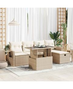 vidaXL vidaXL 6-cz. zestaw mebli ogrodowych z poduszkami, beżowy, polirattan Dārza mēbeļu komplekti