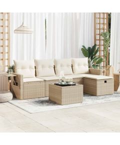 vidaXL vidaXL 6-cz. zestaw mebli ogrodowych z poduszkami, beżowy, polirattan Dārza mēbeļu komplekti