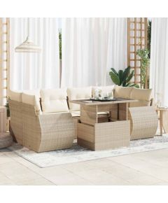 vidaXL vidaXL 7-cz. zestaw wypoczynkowy do ogrodu, z poduszkami, beżowy Dārza mēbeļu komplekti