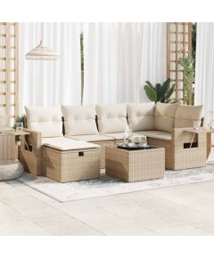 vidaXL vidaXL 7-cz. zestaw wypoczynkowy do ogrodu, z poduszkami, beżowy Dārza mēbeļu komplekti