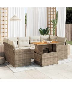 vidaXL vidaXL 7-cz. zestaw wypoczynkowy do ogrodu, z poduszkami, beżowy Dārza mēbeļu komplekti