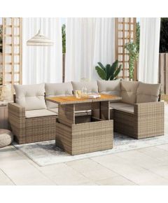 vidaXL vidaXL 6-cz. zestaw mebli ogrodowych z poduszkami, beżowy, polirattan Dārza mēbeļu komplekti