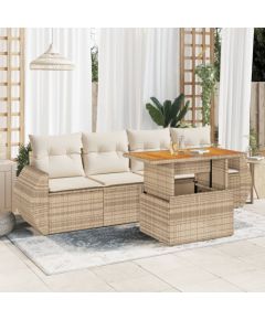vidaXL vidaXL 5-cz. zestaw mebli ogrodowych z poduszkami, beżowy, polirattan Dārza mēbeļu komplekti