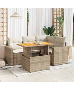 vidaXL vidaXL 5-cz. zestaw mebli ogrodowych z poduszkami, beżowy, polirattan Dārza mēbeļu komplekti