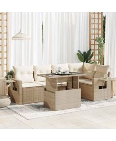 vidaXL vidaXL 6-cz. zestaw mebli ogrodowych z poduszkami, beżowy, polirattan Dārza mēbeļu komplekti