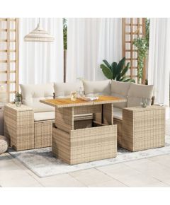 vidaXL vidaXL 5-cz. zestaw mebli ogrodowych z poduszkami, beżowy, polirattan Dārza mēbeļu komplekti