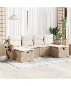 vidaXL vidaXL 6-cz. zestaw mebli ogrodowych z poduszkami, beżowy, polirattan Dārza mēbeļu komplekti