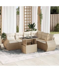 vidaXL vidaXL 7-cz. zestaw wypoczynkowy do ogrodu, z poduszkami, beżowy Dārza mēbeļu komplekti