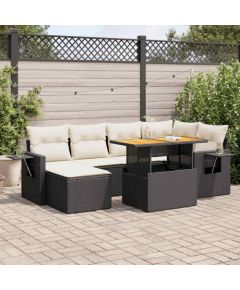 vidaXL 7-cz. zestaw wypoczynkowy do ogrodu, z poduszkami, czarny Dārza mēbeļu komplekti