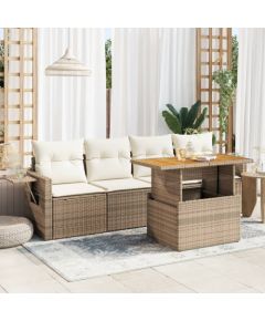 vidaXL vidaXL 5-cz. zestaw mebli ogrodowych z poduszkami, beżowy, polirattan Dārza mēbeļu komplekti