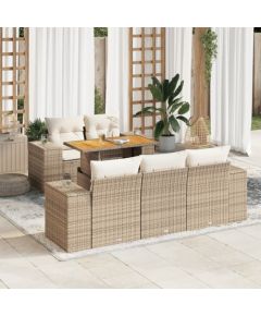 vidaXL vidaXL 6-cz. zestaw mebli ogrodowych z poduszkami, beżowy, polirattan Dārza mēbeļu komplekti