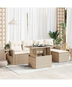 vidaXL vidaXL 6-cz. zestaw mebli ogrodowych z poduszkami, beżowy, polirattan Dārza mēbeļu komplekti