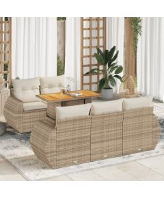 vidaXL vidaXL 6-cz. zestaw mebli ogrodowych z poduszkami, beżowy, polirattan Dārza mēbeļu komplekti