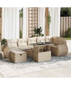 vidaXL vidaXL 8-cz. zestaw mebli ogrodowych z poduszkami, beżowy, polirattan Dārza mēbeļu komplekti