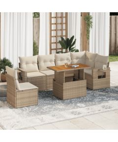 vidaXL vidaXL 7-cz. zestaw wypoczynkowy do ogrodu, z poduszkami, beżowy Dārza mēbeļu komplekti