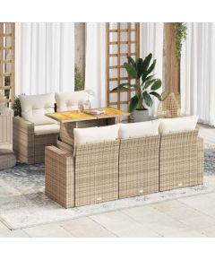 vidaXL vidaXL 6-cz. zestaw mebli ogrodowych z poduszkami, beżowy, polirattan Dārza mēbeļu komplekti